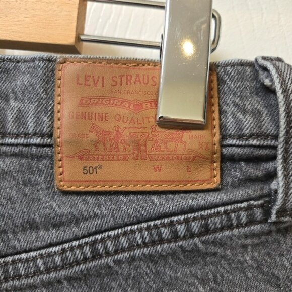 Levi's Premium 501 Denim Shorts in Trashed Black (gray) Wash - Picture 5 of 10